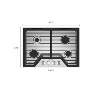 Whirlpool® 30-inch Gas Cooktop with EZ-2-Lift™ Hinged Cast-Iron Grates, Stainless Steel (WCGK5030PS) view 3