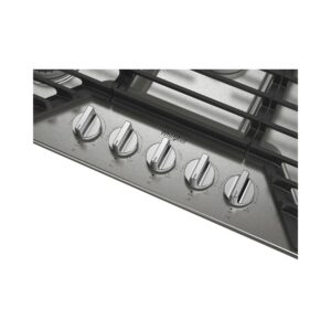 Whirlpool® 36-inch Gas Cooktop with 5 Burners & EZ-2-Lift™ Hinged Cast-Iron Grates, Stainless Steel (WCGK5036PS) view 2