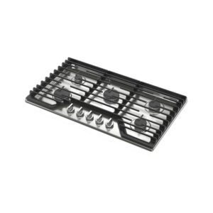 Whirlpool® 36-inch Gas Cooktop with 5 Burners & EZ-2-Lift™ Hinged Cast-Iron Grates, Stainless Steel (WCGK5036PS) view 4
