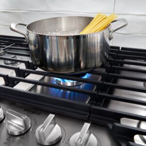 Whirlpool® 36-inch Gas Cooktop with 5 Burners & EZ-2-Lift™ Hinged Cast-Iron Grates, Stainless Steel (WCGK5036PS) view 6