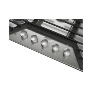 Whirlpool® 36-inch Gas Cooktop with 5 Burners, Dishwasher-Safe Metal Knobs & EZ-2-Lift™ Cast-Iron Grates, Stainless Steel (WCGK7036PS) view 2