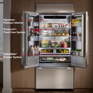 KitchenAid 24.2 Cu. Ft. 42-Inch Built-In French Door Bottom Mount Refrigerator with Signature Platinum Interior in PrintShield® Finish view 6