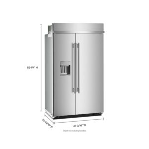 KitchenAid 29.4 Cu. Ft. 48-Inch Built-In Side-by-Side Refrigerator with Exterior Water and Ice Dispenser with Measured Fill in PrintShield® Finish view 3