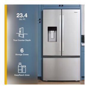 Whirlpool® 23 Cu. Ft. Smart Counter-Depth French Door Refrigerator with In-Door Ice Maker view 2