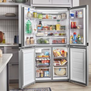 Whirlpool® 19 Cu. Ft. Counter-Depth 4-Door Refrigerator with Flexible Ice Bin and Pull-Out Freezer Shelves view 2