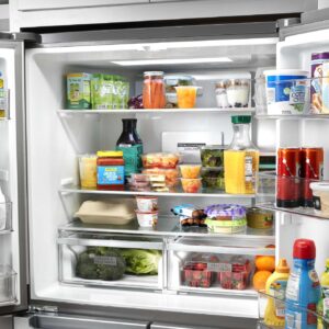 Whirlpool® 19 Cu. Ft. Counter-Depth 4-Door Refrigerator with Flexible Ice Bin and Pull-Out Freezer Shelves view 7
