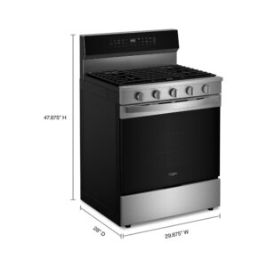 Whirlpool® 30-inch Smart Gas Range with Air Cooking Technology, No Preheat Air Fry, Steam/Self Clean and High Speed Preheat view 6