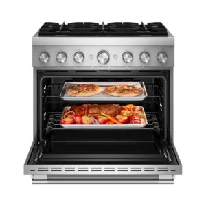KitchenAid® 36-Inch 6 Burner Commercial-Style Dual Fuel Range with No Preheat Air Fry Mode view 3