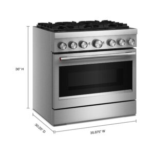 KitchenAid® 36-Inch 6 Burner Commercial-Style Dual Fuel Range with No Preheat Air Fry Mode view 4