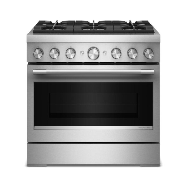 KitchenAid® 36-Inch 6 Burner Commercial-Style Dual Fuel Range with No Preheat Air Fry Mode