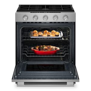 KitchenAid® 30-inch Slide-In Gas Range with Dual-Stacked Burner and Steam Bake view 2
