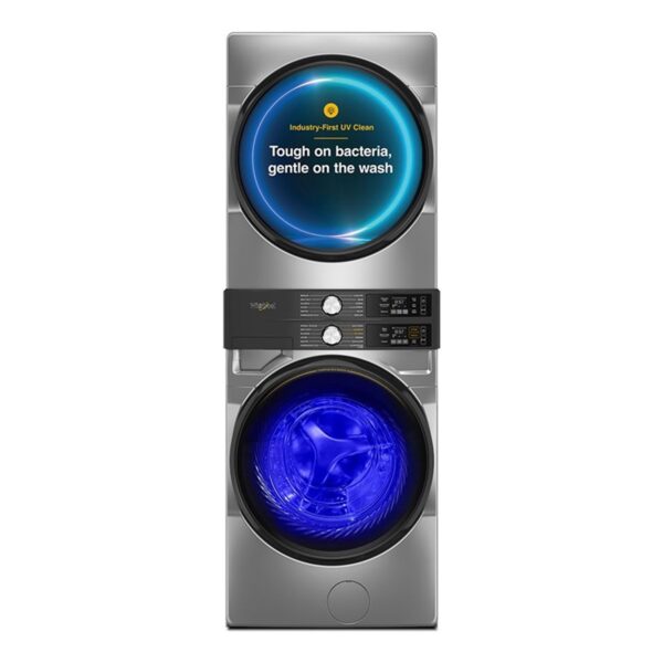 Whirlpool® Front Load Laundry Tower with UV Clean Technology and Intelligent Wash & Dry Sensors