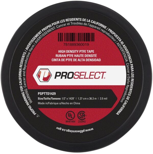 ProSelect 1/2 in. x 1,429 in. Silver High-Density PTFE Pipe Thread Tape
