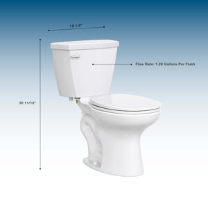 PROFLO Complete 1.28 GPF Standard Height Round Two-Piece Toilet with 12 in. Rough-In view 3
