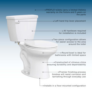 PROFLO Complete 1.28 GPF Standard Height Round Two-Piece Toilet with 12 in. Rough-In view 4