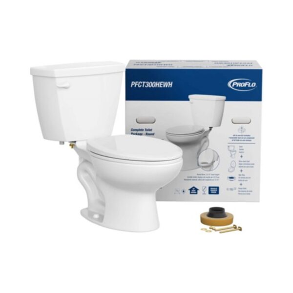 PROFLO Complete 1.28 GPF Standard Height Round Two-Piece Toilet with 12 in. Rough-In