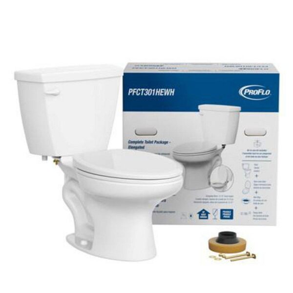 PROFLO Complete 1.28 GPF Standard Height Elongated Two-Piece Toilet with 12 in. Rough-In
