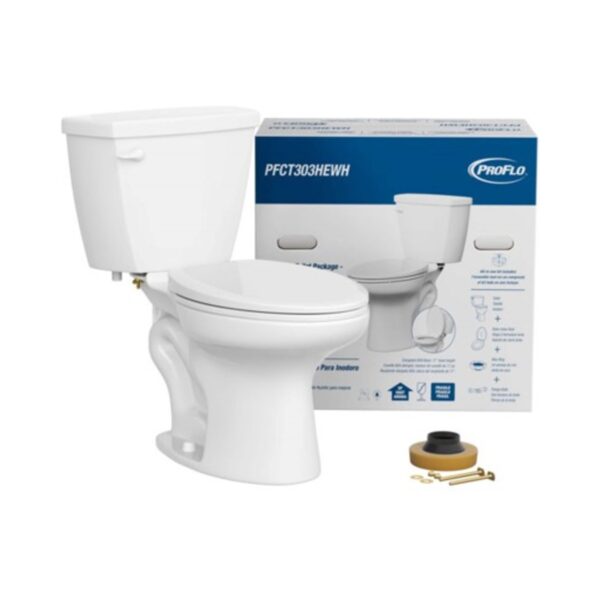 PROFLO Complete 1.28 GPF Comfort Height Elongated Two-Piece Toilet with 12 in. Rough-In