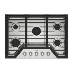 Whirlpool® 30-inch Gas Cooktop with 5 Burners and EZ-2-Lift™ Hinged Cast-Iron Grates (WCGK7030PS)
