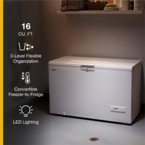 Whirlpool 16 Cu. Ft. Convertible Chest Freezer with 3 Storage Levels, 55 Inch Wide view 3