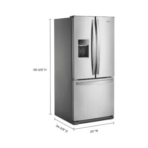 Whirlpool® 20 Cu. Ft. French Door Refrigerator with Exterior Water Dispenser, 30 Inch view 7