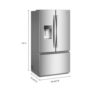 Whirlpool® 23.4 Cu. Ft. True Counter Depth French Door Refrigerator with Dual Ice Makers and EasyFill Dispenser, 36 Inch view 3
