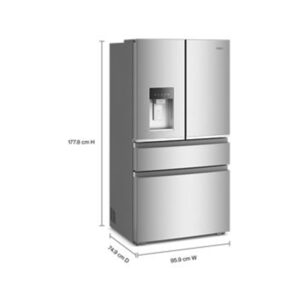 Whirlpool® 21.9 Cu. Ft. 4 Door French Door Refrigerator with In Door Ice System, 36 Inch True Counter Depth view 3