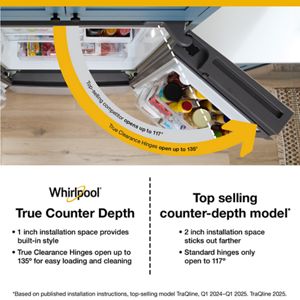 Whirlpool® 21.9 Cu. Ft. 4 Door French Door Refrigerator with In Door Ice System, 36 Inch True Counter Depth view 6