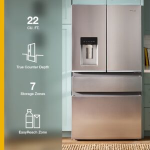 Whirlpool® 22 Cu. Ft. True Counter Depth 4 Door French Door Refrigerator with Dual Ice Makers and EasyFill Dispenser, 36 Inch view 4