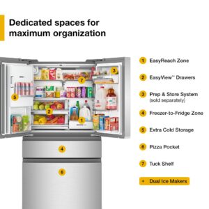 Whirlpool® 22 Cu. Ft. True Counter Depth 4 Door French Door Refrigerator with Dual Ice Makers and EasyFill Dispenser, 36 Inch view 5
