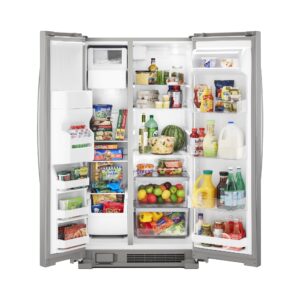 Whirlpool® 21 Cu. Ft. Side by Side Refrigerator with Exterior Ice and Water Dispenser, 33 Inch view 2