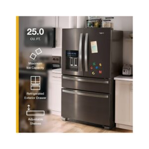 Whirlpool® 25 Cu. Ft. French Door Refrigerator with Refrigerated Exterior Drawer and Exterior Ice and Water Dispenser, 36 Inch view 3