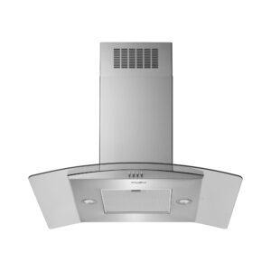 Whirlpool 36 Inch Curved Glass Island Mount Range Hood with 400 CFM Motor Class view 2