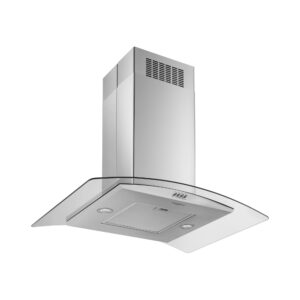Whirlpool 36 Inch Curved Glass Island Mount Range Hood with 400 CFM Motor Class view 4