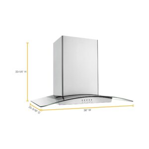 Whirlpool® 36 Inch Curved Glass Island Canopy Range Hood with LED Edge Lighting view 5