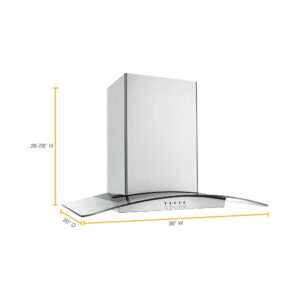 Whirlpool® 36 Inch Curved Glass Wall Canopy Range Hood with LED Edge Lighting view 7