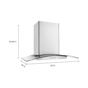 Whirlpool® 30 Inch Curved Glass Wall Canopy Range Hood with LED Edge Lighting view 5