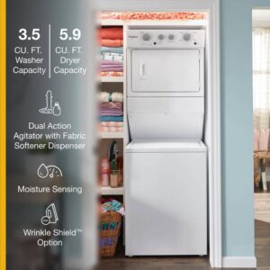Whirlpool 3.5 Cu. Ft. Long Vent Electric Stacked Laundry Center with Dual Action Agitator view 5