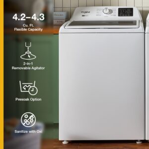 Whirlpool 4.2 Cu. Ft. Top Load Washer with 2 in 1 Removable Agitator and Soft Close Glass Lid view 5