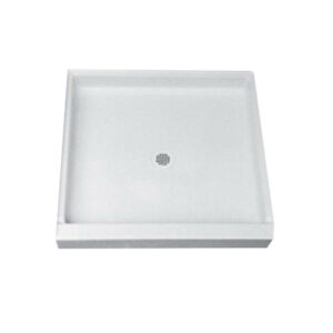 Florestone The Edge 42″ x 34″ Shower Base with Center Drain in White view 2